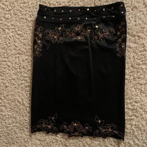 Marciano black skirt with bronze embroidered